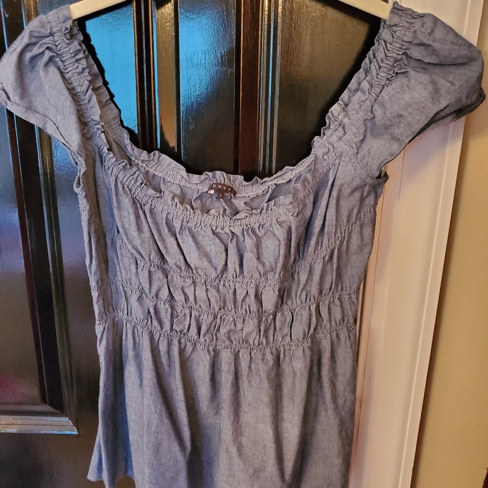 Blue chambray Theory peasant style top